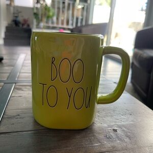 Rae Dunn BOO TO YOU lime green Halloween mug new with tags ceramic 16 ounces